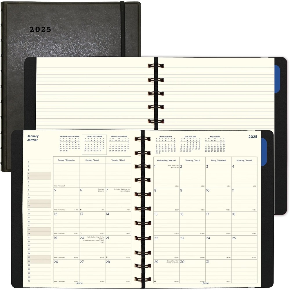 Filofax® 2025 Leather-Look  Monthly Planner, 17 Months C1811001-25 Twin-Wire NEW